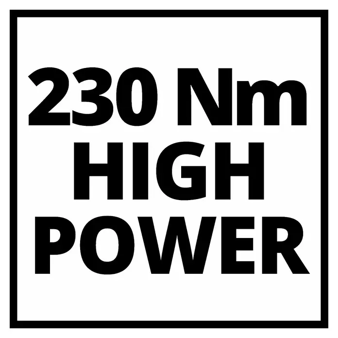 Einhell PXC 18V Llave de impacto de batería IMPAXXO 18/230 - 18 V, Sin batería, 230 Nm - La imagen muestra un fondo blanco con el texto "230 Nm HIGH POWER" en negrita negra.