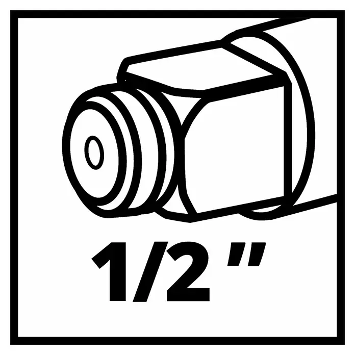 Einhell PXC 18V Llave de impacto de batería IMPAXXO 18/230 - 18 V, Sin batería, 230 Nm - Racord de 1/2" con rosca claramente visible y tuerca hexagonal para una sujeción segura durante la instalación.