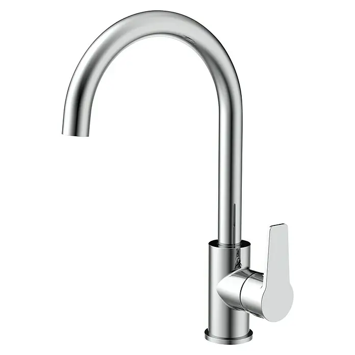 Mixomat Spültischarmatur London - Chrom, Glänzend - Glänzender Chrom-Wasserhahn mit gebogenem Auslauf und Hebelgriff. Das moderne Design passt ideal in jede Küche oder Bad.