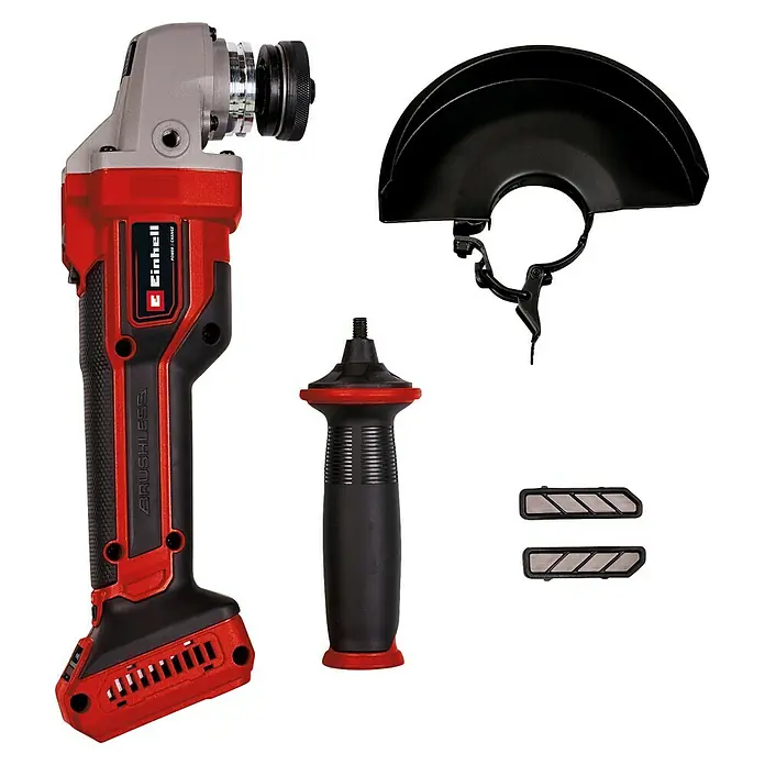 Einhell Professional PXC 18V Amoladora angular de batería TP-AG 18/125 CE Q Li - Solo - Sin batería, Diámetro disco: 125 cm, 3.000 r.p.m. - 10.500 r.p.m. - Amoladora angular inalámbrica Einhell con accesorios. El set incluye discos de pulido, protector y mango auxiliar para mejor control.