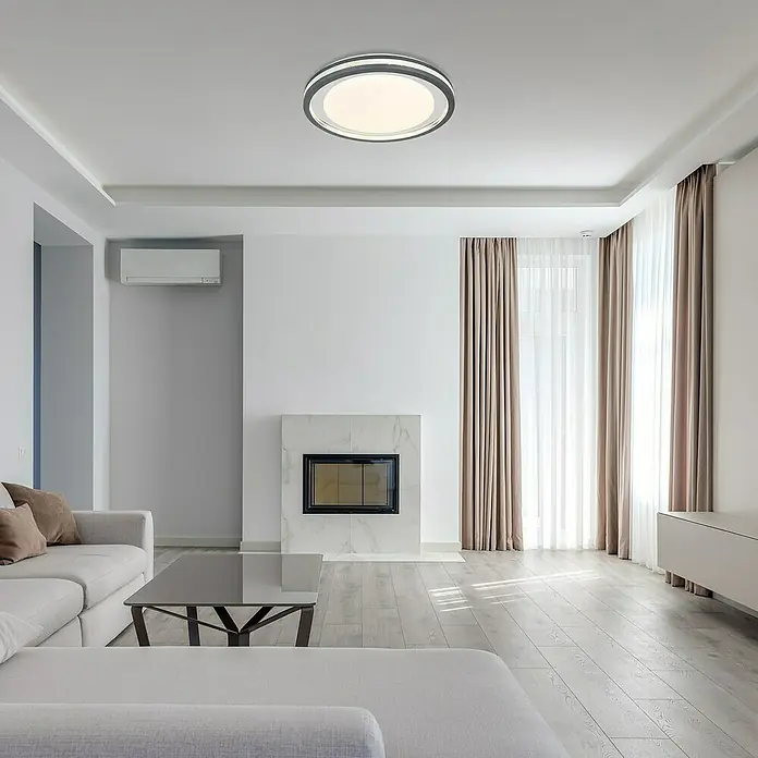 Globo LED-Deckenleuchte rund TERPSA - 30 W, Ø x H: 47,8 x 6,7 cm, Weiß-matt, Mehrfarbig - Moderne Deckenleuchte mit einem runden Design und einer hellen Lichtfläche, die eine stilvolle Beleuchtung für den Raum bietet.
