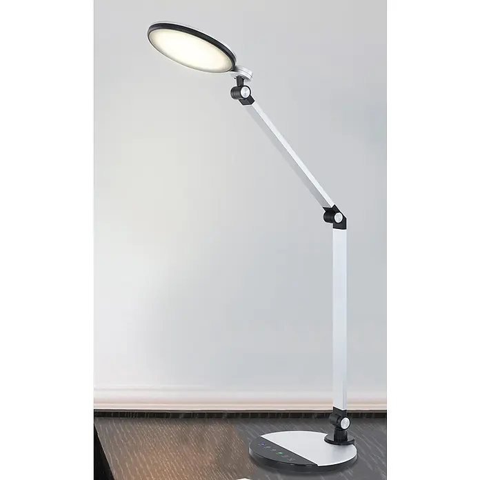 Globo LED-Tischleuchte KONSTI - 9 W, L x B x H: 50 x 19,2 x 90,5 cm, Schwarz, Mehrfarbig - Diese Aufnahme zeigt eine moderne LED-Schreibtischleuchte mit verstellbarem Arm, perfekt für jeden Arbeitsbereich.