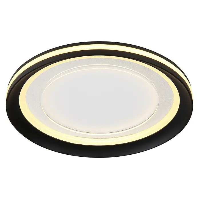 Globo LED-Deckenleuchte rund CLARINO - 18 W, Ø x H: 30 x 5,5 cm, Weiß, Warmweiß - Deckenleuchte mit einem schwarzen Rand und einem Licht in der Mitte, das ein warmes, angenehmes Licht abgibt.