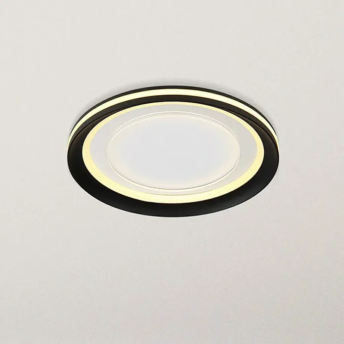 Globo LED-Deckenleuchte rund CLARINO - 18 W, Ø x H: 30 x 5,5 cm, Weiß, Warmweiß - Elegante Deckenleuchte mit schwarzem Rahmen und integriertem LED-Licht. Die Lampe sorgt für eine angenehme und moderne Beleuchtung im Raum.