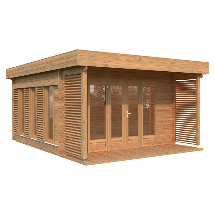 Palmako Gartenhaus Caroline (Außenmaß inkl. Dachüberstand (B x T): 434 x 544 cm, Holz, Braun) | BAUHAUS