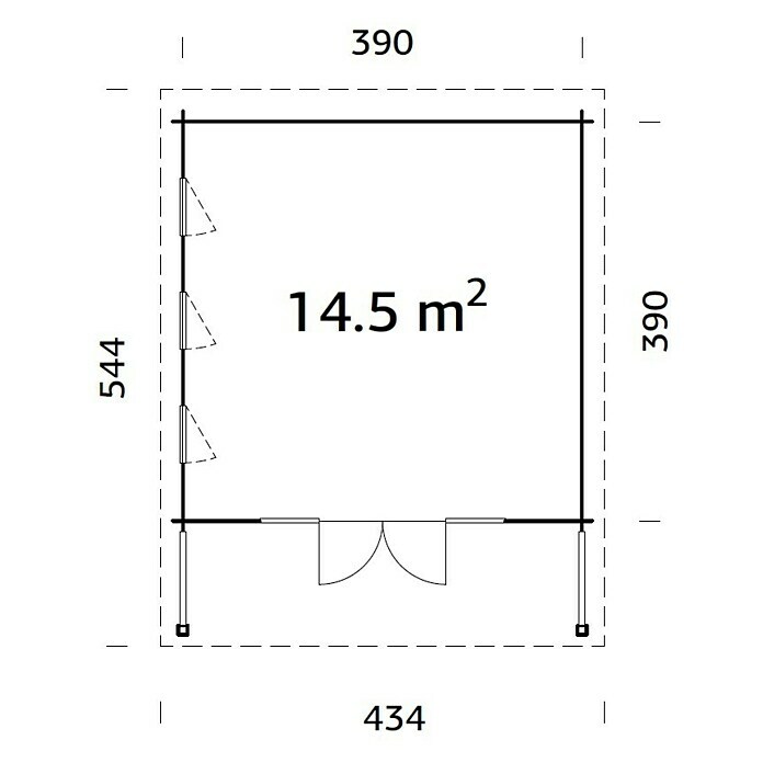 Palmako Gartenhaus Caroline (Außenmaß inkl. Dachüberstand (B x T): 434 x 544 cm, Holz, Grau) | BAUHAUS