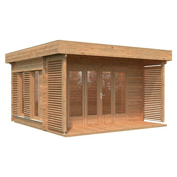 Palmako Gartenhaus Caroline (Außenmaß inkl. Dachüberstand (B x T): 434 x 430 cm, Holz, Braun) | BAUHAUS