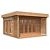 Palmako Gartenhaus Caroline (Außenmaß inkl. Dachüberstand (B x T): 434 x 430 cm, Holz, Braun) | BAUHAUS