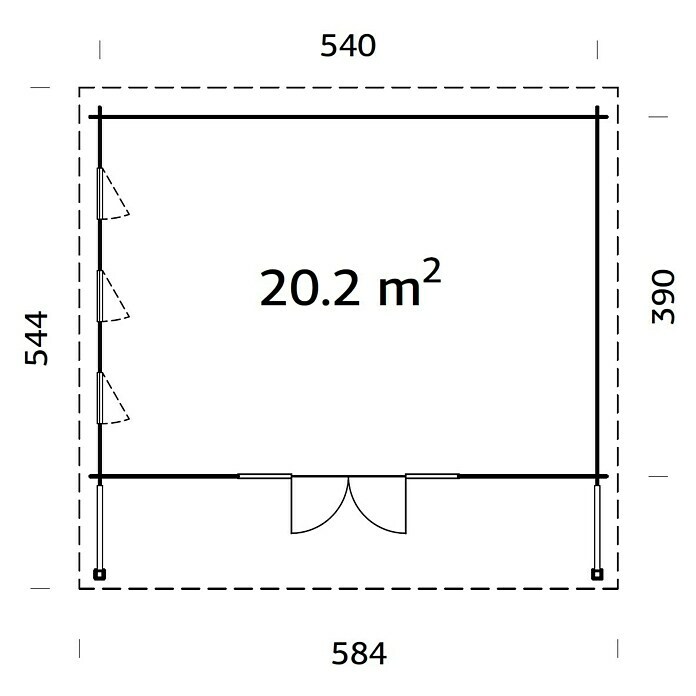 Palmako Gartenhaus Caroline (Außenmaß inkl. Dachüberstand (B x T): 584 x 544 cm, Holz, Braun) | BAUHAUS