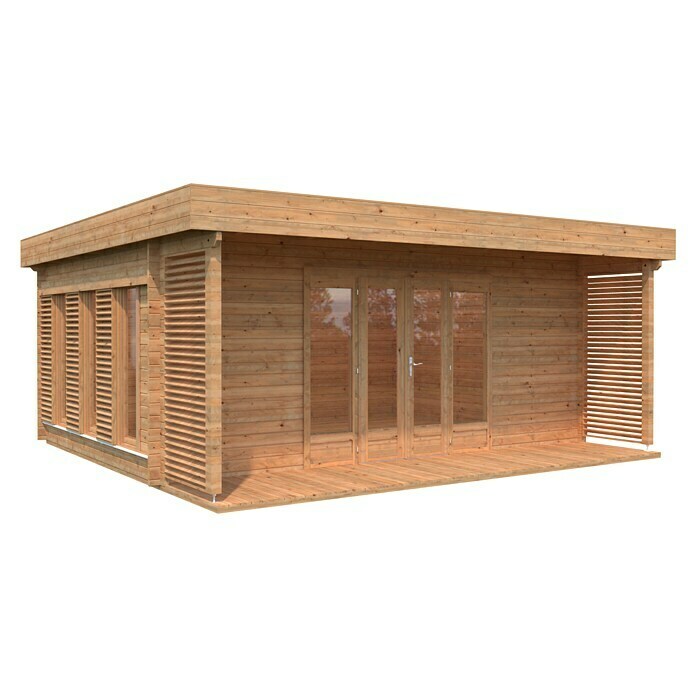 Palmako Gartenhaus Caroline (Außenmaß inkl. Dachüberstand (B x T): 584 x 544 cm, Holz, Braun) | BAUHAUS