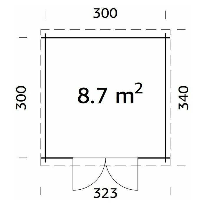 Palmako Caseta de madera para exterior (Medida zócalo: 3 x 3 m, Espesor de pared: 28 mm, Puerta doble)