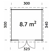 Palmako Caseta de madera para exterior (Medida zócalo: 3 x 3 m, Espesor de pared: 28 mm, Puerta doble)