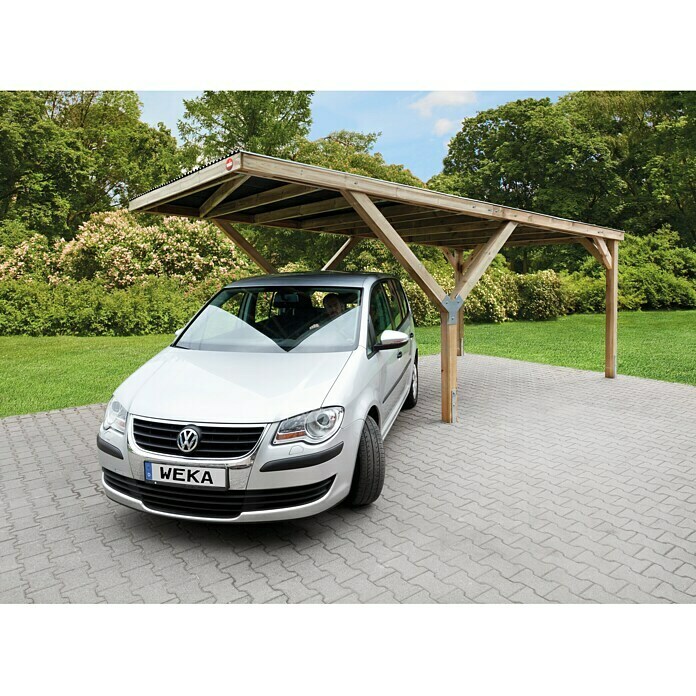 Weka CarportEinfahrtshöhe: 2,41 m vorne, Schneelast: 125 kg/m², 6,06 x 3,06 m, Material Dach: PVC Mood Shot