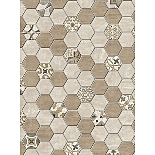Atlas Concorde Solution Yorkshire Mozaïektegel Hexagon Warm (25,3 x 33 cm, Beige/Bruin, Mat)