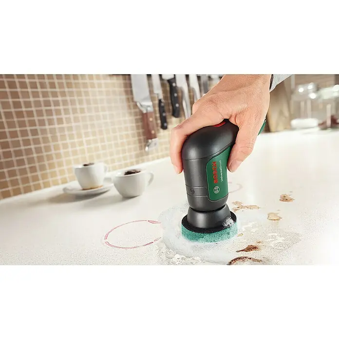 Bosch Akku-Reinigungsbürste UniversalBrush - 14 -tlg., 3,6 V, 2 Ah - Der Akku-Universalreiniger von Bosch entfernt mühelos Flecken und Verschmutzungen auf Oberflächen. Ideal für Küche und Bad.