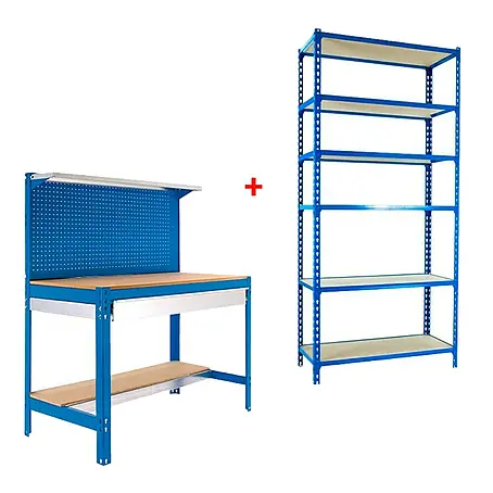 Simonrack  Juego de banco de trabajo BT3 Box con estantería metálica Megaplus