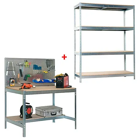 Simonrack  Juego de banco de trabajo BT2 151 con estantería Chipboard Ecoforte