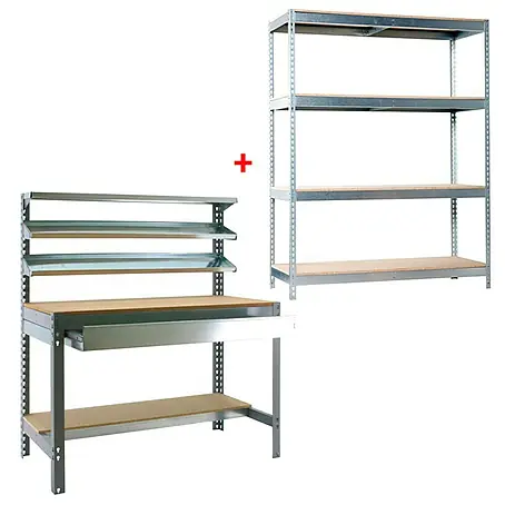 Simonrack  Juego de banco de trabajo BT1 Box 121 con estantería Chipboard Ecoforte