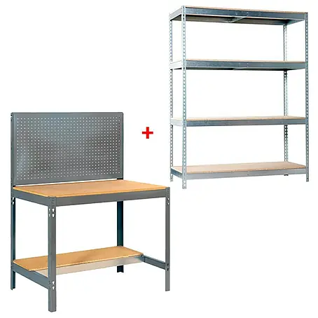 Simonrack  Juego de banco de trabajo BT2 121 con estantería Chipboard Ecoforte
