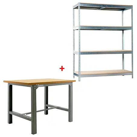 Simonrack  Juego de banco de trabajo BT6 150 con estantería Chipboard Ecoforte