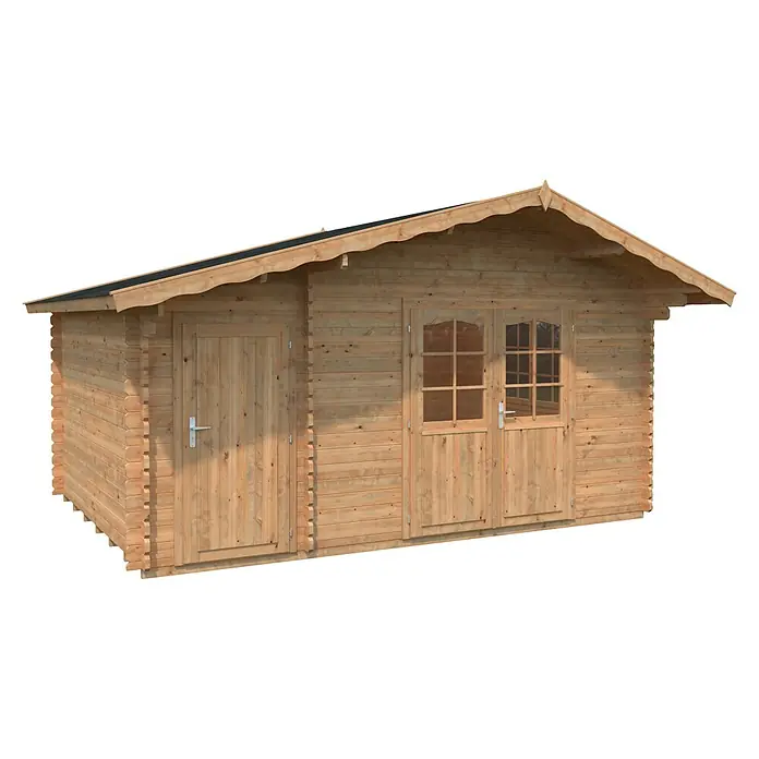 Palmako Gartenhaus Emma - Außenmaß inkl. Dachüberstand (B x T): 513 x 410 cm, Holz, Braun - Holzgartenhaus mit Doppeltüren und einer Einzeltür. Das Gartenhaus bietet zusätzlichen Stauraum im Freien und ist aus massivem Holz gefertigt.