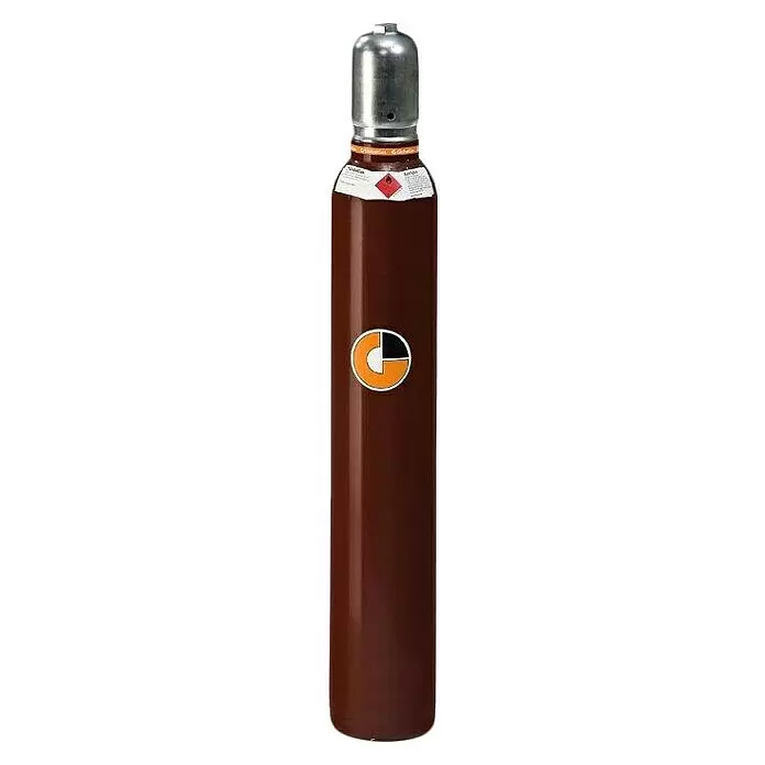 Westfalen Acetylen-Flasche ohne Füllung* - Fassungsvermögen: 10 l - Braune Gasflasche mit silberner Ventilkappe und Warnetiketten.