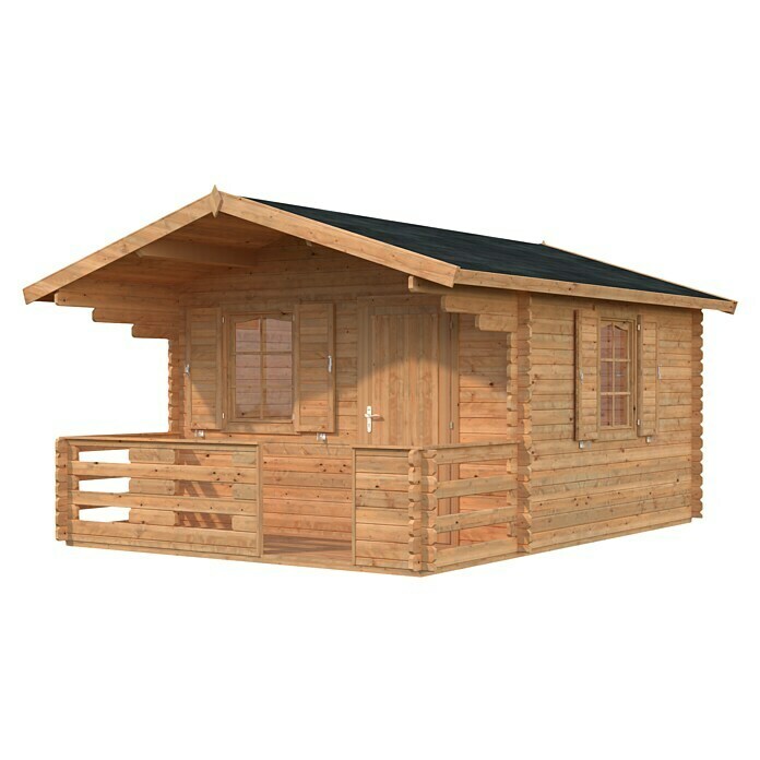 Palmako Gartenhaus Emma (Außenmaß inkl. Dachüberstand (B x T): 394 x 490 cm, Holz, Braun) | BAUHAUS