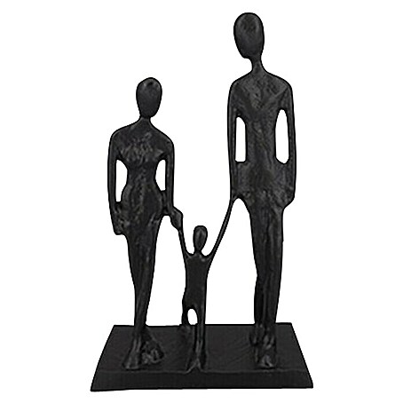 Dekofigur Eltern mit Kind (18 x 29 cm, Schwarz)