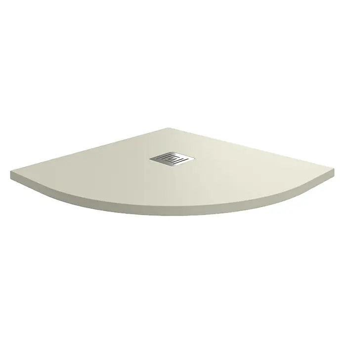 GME Plato de ducha semicircular Ardesia Plus - L x An: 90 x 90 cm, Beige, Semicírculo - Plato de ducha angular de cerámica con desagüe central.