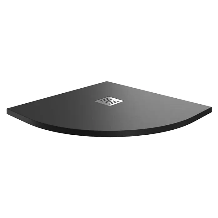 GME Plato de ducha semicircular Ardesia Plus - L x An: 90 x 90 cm, Grafito, Semicírculo - Elegante plato de ducha antracita de cuarto de círculo con un diseño de desagüe central para un baño moderno.