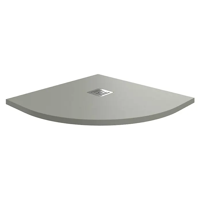 GME Plato de ducha semicircular Ardesia Plus - L x An: 90 x 90 cm, Gris, Semicírculo - Plato de ducha angular hecho de material duradero con un moderno diseño de desagüe cuadrado, perfecto para baños elegantes.