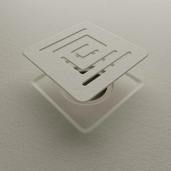 GME Rejilla de desagüe para plato de ducha Ardesia Plus - Acero inoxidable, Beige - Desagüe de suelo cuadrado con cubierta decorativa y diseño moderno de laberinto para un drenaje de agua eficaz.