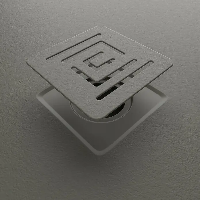 GME Rejilla de desagüe para plato de ducha Ardesia Plus - Acero inoxidable, Gris - Desagüe de piso cuadrado con un diseño moderno de laberinto. Fabricado con material duradero, este elegante desagüe es ideal para baños y duchas.