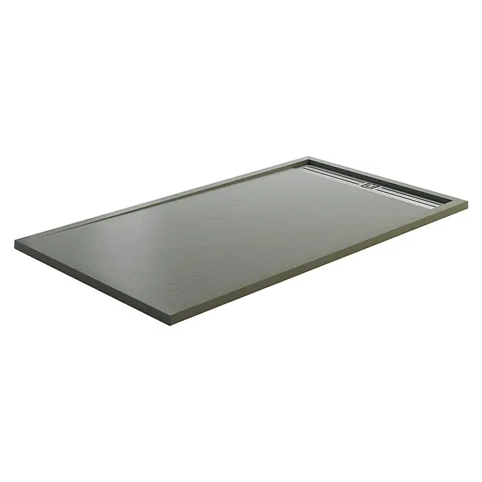 Plato de ducha resina color grafito. A la venta en Bauhaus.