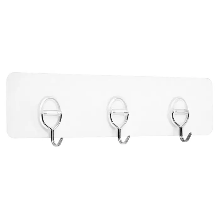 Inofix Gancho para colgar 1293 - L x An x Al: 290 x 81 x 22 mm, Número de ganchos: 3 ud. - Un perchero blanco con tres ganchos para montaje en pared, ideal para baños o cocinas para colgar toallas y otros objetos.