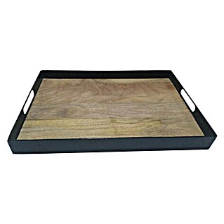 Deko-Tablett (Natur/Schwarz, 46 x 31 cm, Holz)