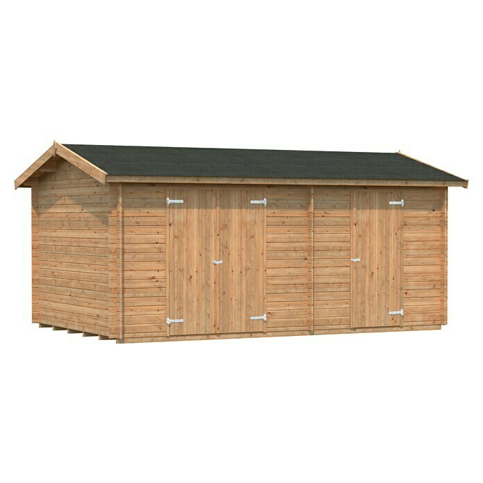 Palmako Gerätehaus Jari (Außenmaß inkl. Dachüberstand (B x T): 550 x 346 cm, Holz, Braun) | BAUHAUS