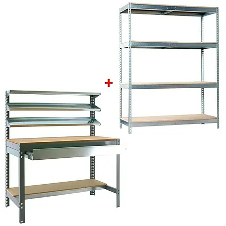 Simonrack  Juego de banco de trabajo BT1 Box 151 con estantería Chipboard Ecoforte