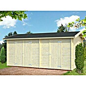 Palmako Gerätehaus Jari (Außenmaß inkl. Dachüberstand (B x T): 550 x 346 cm, Holz, Natur) | BAUHAUS