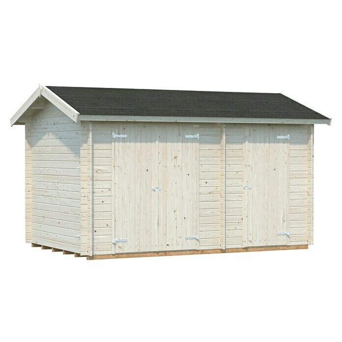 Gerätehaus Jari (Außenmaß inkl. Dachüberstand (B x T): 440 x 286 cm, Holz, Transparent)