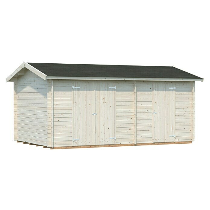 Palmako Gerätehaus Jari (Außenmaß inkl. Dachüberstand (B x T): 550 x 346 cm, Holz, Natur) | BAUHAUS