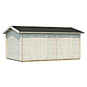 Palmako Gerätehaus Jari (Außenmaß inkl. Dachüberstand (B x T): 550 x 346 cm, Holz, Natur) | BAUHAUS