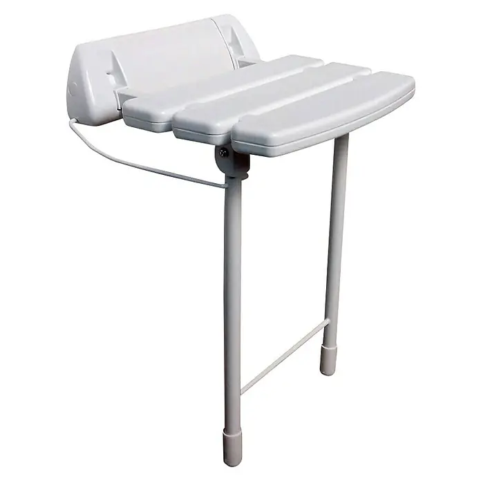 IO Taburete de baño - L x An x Al: 338 x 348 x 50 cm, Plástico, Carga soportada: 160 kg - Asiento de ducha blanco con asiento plegable y patas de soporte para mayor comodidad y seguridad.