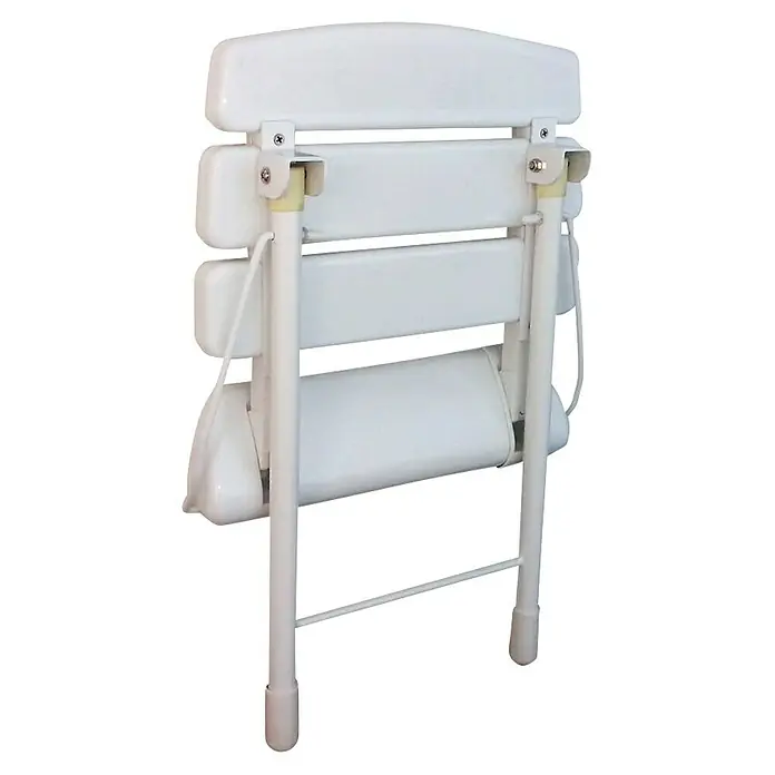IO Taburete de baño - L x An x Al: 338 x 348 x 50 cm, Plástico, Carga soportada: 160 kg - Asiento de ducha: Asiento de ducha plegable con respaldo y reposabrazos, para mayor comodidad y seguridad en el baño.
