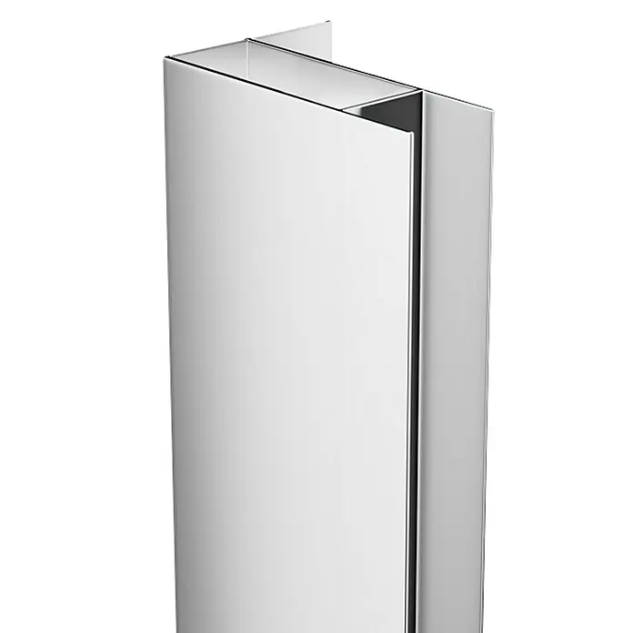 GME Perfil de ajuste y compensación - Altura: 195 cm, Aluminio, Plata, Longitud regulable: 0 cm - 4 cm - Vista del producto de un objeto blanco brillante y elegante. La estética minimalista enfatiza las líneas limpias y el diseño moderno.