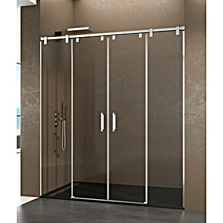 GME Mampara de ducha frontal Futura Spazio (160 x 200 cm, Espesor de vidrio: 6 mm, Plata brillo, Vidrio transparente)