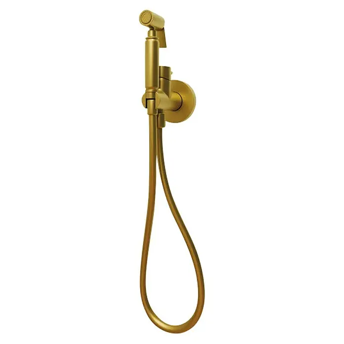 IO Round Grifo monomando de bidé - Oro - Ducha bidet dorada con manguera para una fácil limpieza e higiene en el baño.