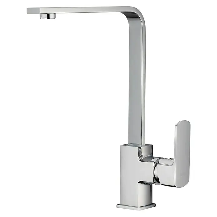 IO Grifo de cocina Quadra - Cromo, Brillante - Elegante grifo moderno con caño y manija cuadrados. Diseño elegante para cocina o baño.