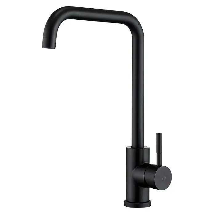 IO Grifo de cocina Noah - Negro, Mate - Elegante grifo de cocina negro con caño alto y palanca lateral. Diseño moderno que complementa cualquier fregadero.