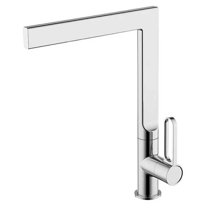 IO Dior Grifo de cocina - Cromo, Brillante - Un grifo de cocina cromado, rectangular y moderno. Su diseño minimalista y acabado brillante lo convierten en un detalle elegante.